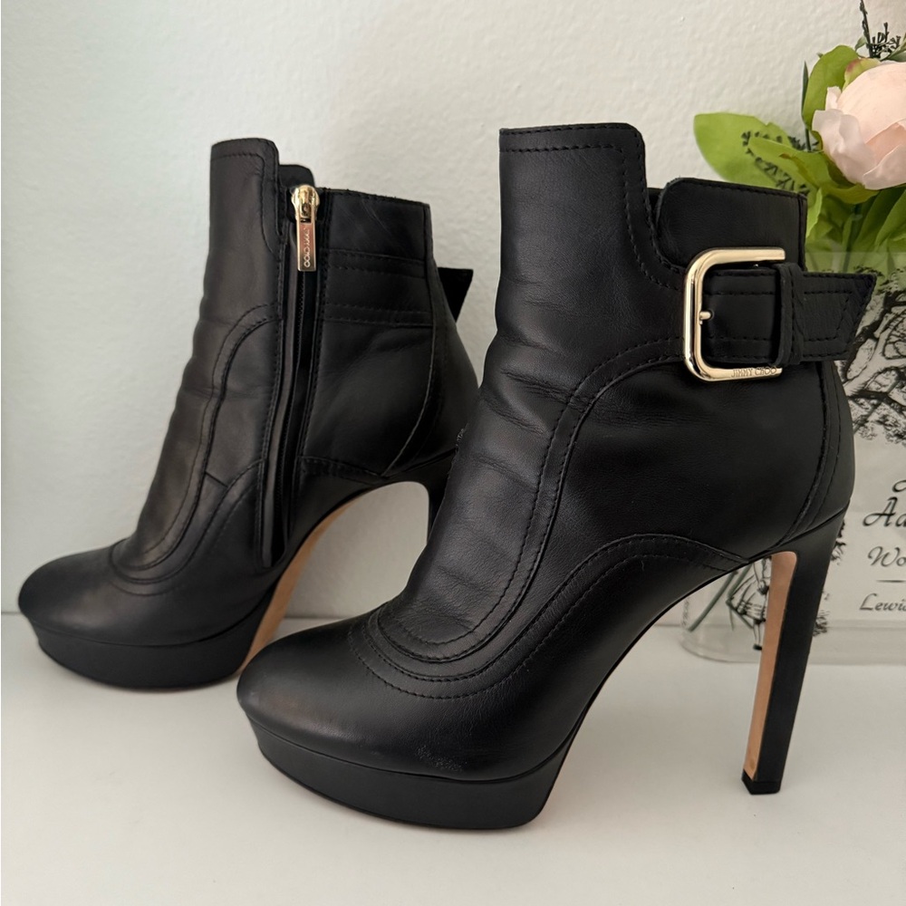 Jimmy Choo Black Heeled Boots with Platform Sole size 38